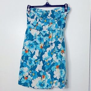 Mini Blue Flower Dress Strapless